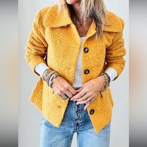 Long Sleeve Button Up Jacket - Mustard